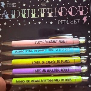 Funny sarcastic complementary and rude pens. $20 per pack so $5 each